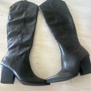 Dark Brown and High Heel Western Boots